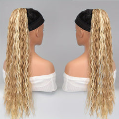 Long Curly Hair Clip Ponytail Hair Extensions Matzo Noodles Synthetic