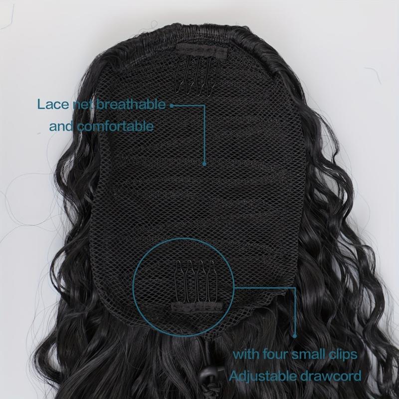 Long Curly Hair Clip Ponytail Hair Extensions Matzo Noodles Synthetic