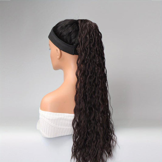 Long Curly Hair Clip Ponytail Hair Extensions Matzo Noodles Synthetic