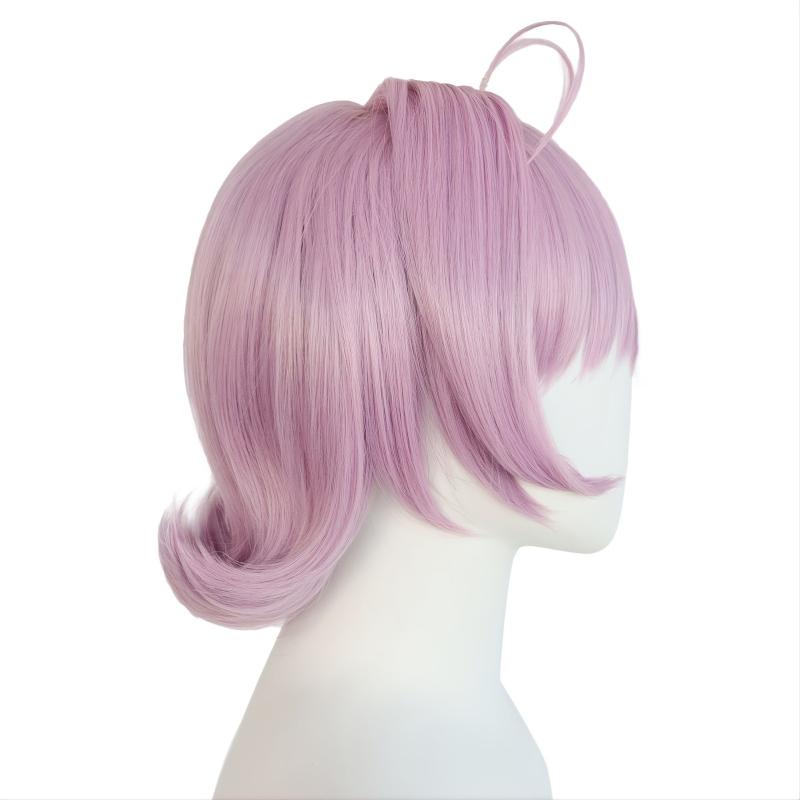 Short Pink Straight Cosplay Wig With Bangs For Halloween Costume