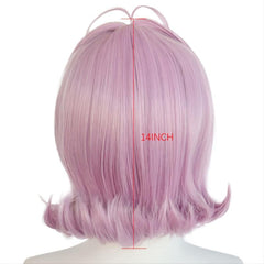 Short Pink Straight Cosplay Wig With Bangs For Halloween Costume