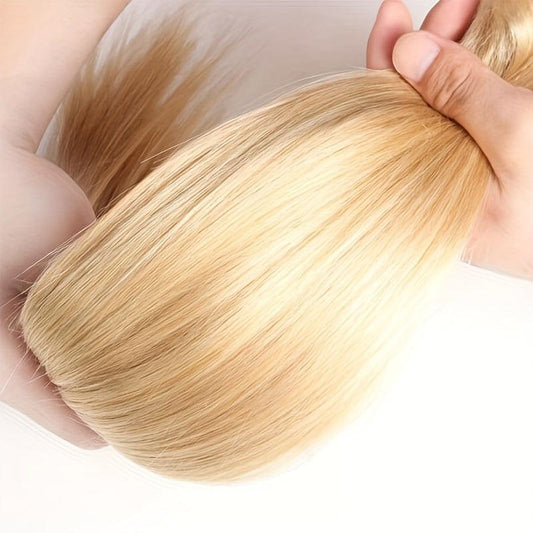8pcs 613 Blonde Clip In Straight Human Hair Extensions Real Human Hair