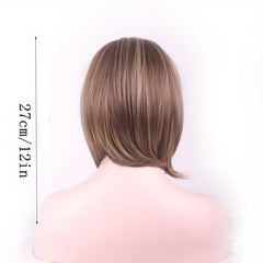 Short Bob Cut Wig With Side Bangs Synthetic Beginners Heat Resistant