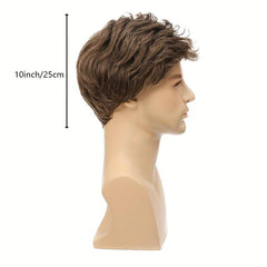 Men's Short Brown Wig Synthetic Replacement Costume Halloween