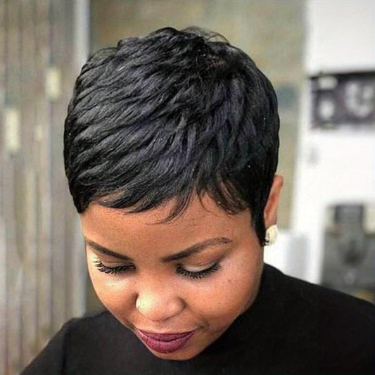 Short Layered Hair Wigs Pixie Cut Natural Synthetic Fiber Hair 10-16 Cm