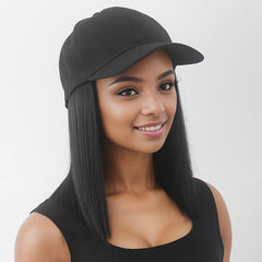 Short Straight Hair Wig with Baseball Cap - Adjustable Wig Cap for Women