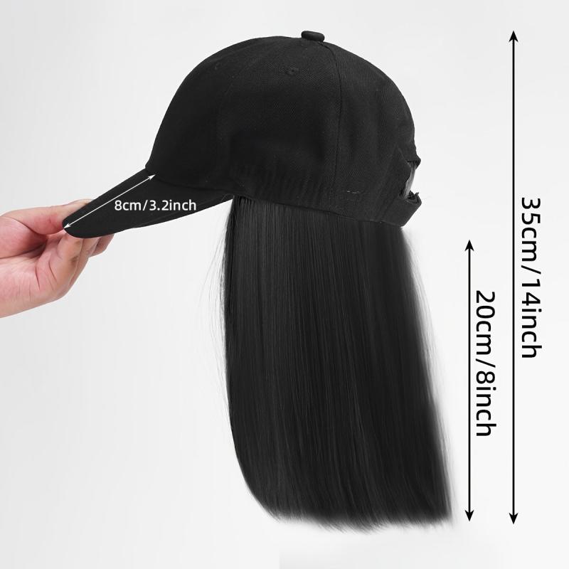 Short Straight Hair Wig with Baseball Cap - Adjustable Wig Cap for Women