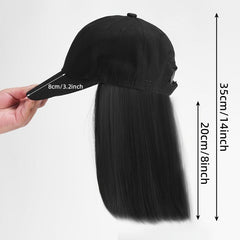 Short Straight Hair Wig with Baseball Cap - Adjustable Wig Cap for Women