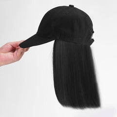Short Straight Hair Wig with Baseball Cap - Adjustable Wig Cap for Women