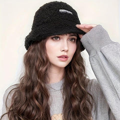 Women's Fisherman Hat Wig Autumn Winter Long Hair Curly Wig Cap