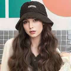 Women's Fisherman Hat Wig Autumn Winter Long Hair Curly Wig Cap