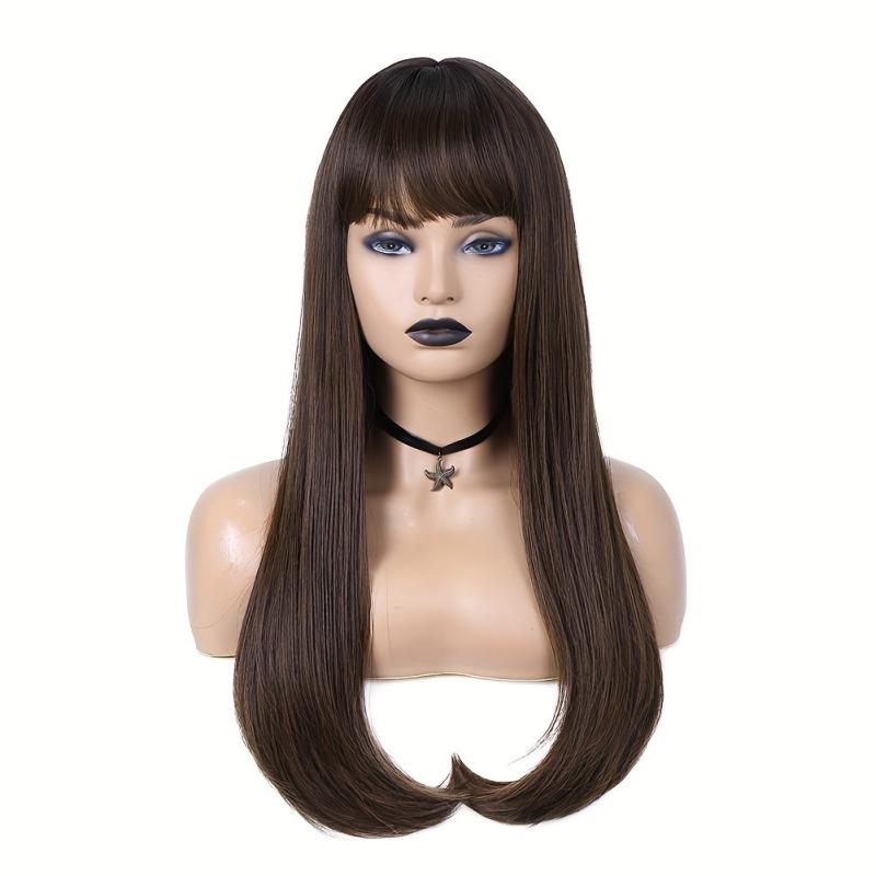 Long Straight Layered Wig Ombre Blonde Wigs With Bangs