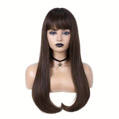 Long Straight Layered Wig Ombre Blonde Wigs With Bangs