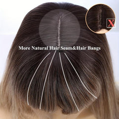Long Straight Layered Wig Ombre Blonde Wigs With Bangs