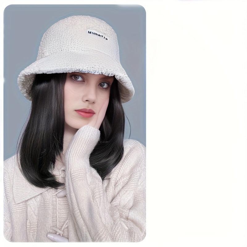 Women's Winter Lamb Wool Bucket Hat Faux Fur Fisherman Hats