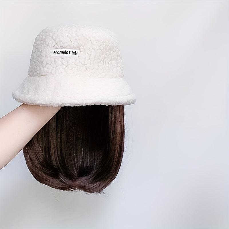 Women's Winter Lamb Wool Bucket Hat Faux Fur Fisherman Hats