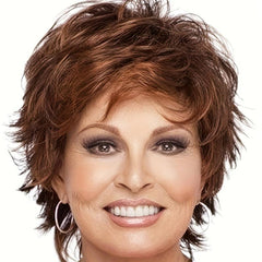 Dark Brown Mixed Blonde Pixie Cut Wig with Highlights Short Wavy Synthetic Wig