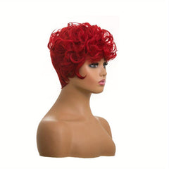 Short Curly Pixie Cut Synthetic Wigs With Bangs For Women 15