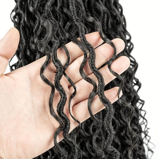 Curly Faux Locs Crochet Hair for Women Boho Style Hair Extensions 14-24 Inches