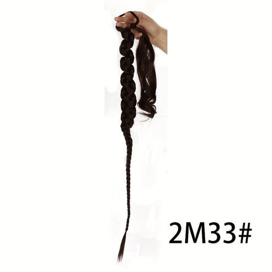 Long Braid Ponytail Extension Elastic Tie Synthetic Hairpiece