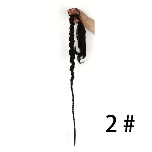 Long Braid Ponytail Extension Elastic Tie Synthetic Hairpiece