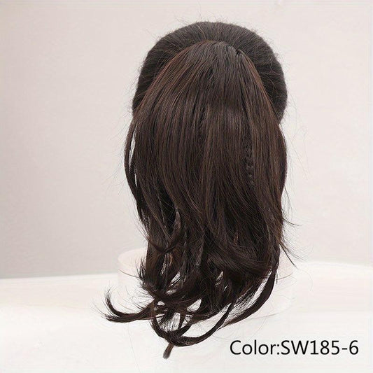 Long Straight Claw Ponytail with Braids Synthetic Clip In Hair Extensions