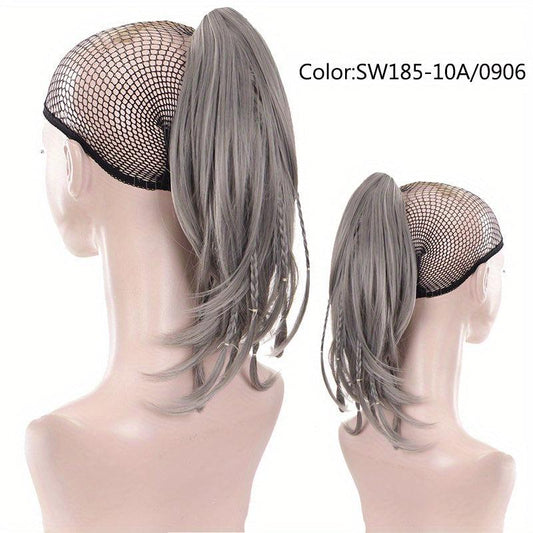 Long Straight Claw Ponytail with Braids Synthetic Clip In Hair Extensions