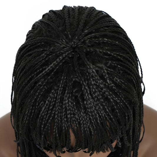 Short Bob Braided Hair Wigs Synthetic Braided Wig With Bangs
