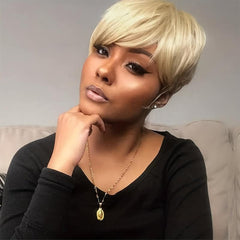 Short Pixie Cut Wig Straight Layered Hair Synthetic None Lace Wig for Women