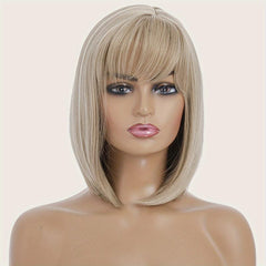 Short Bob Wig With Bangs Heat Resistant Synthetic Hair