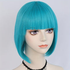 Short Bob Straight Hair Wigs With Bangs for Anime Cosplay Halloween