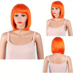 Short Bob Wig With Bangs Colorful Synthetic Hair