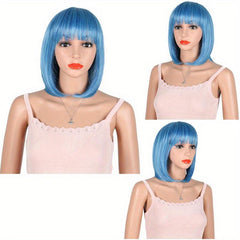 Short Bob Wig With Bangs Colorful Synthetic Hair