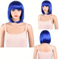 Short Bob Wig With Bangs Colorful Synthetic Hair
