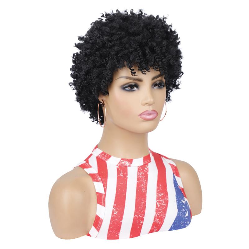 Short Afro Kinky Curly Pixie Cut Wigs For Women Cosplay Costume Party Wig