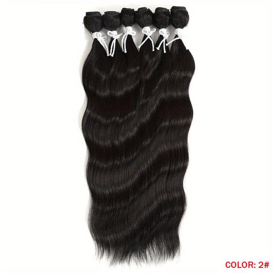 6Pcs 50.8Cm Body Wave Hair Bundles Ombre Blonde High Temp Fiber