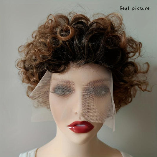Afro Curly Pixie Wig With Bangs Synthetic Wig
