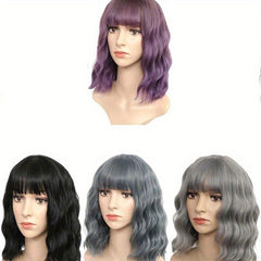 Wavy Curly Short Wig With Bangs Synthetic Wigs For Women