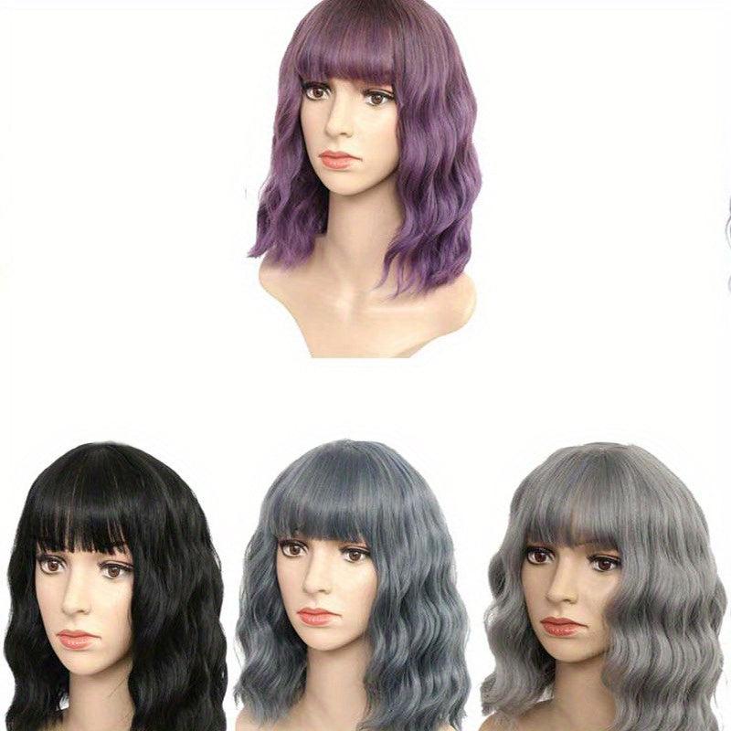 Wavy Curly Short Wig With Bangs Synthetic Wigs For Women