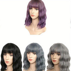 Wavy Curly Short Wig With Bangs Synthetic Wigs For Women