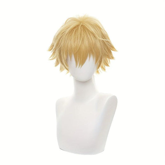 Yellow Short Wig for Men Anime Cosplay Halloween Party Wear