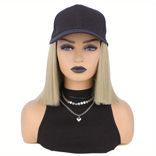 Short Straight Hair Wigs With Baseball Cap Hat - 25 4 Cm