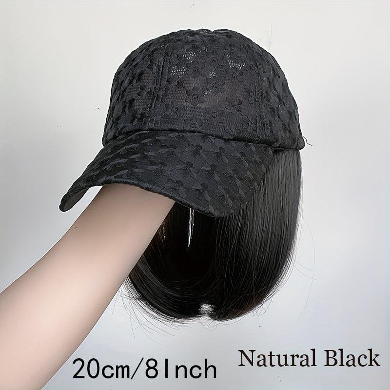 Short Bob Hat Wigs 32 Cm Synthetic Baseball Cap Hair Extensions