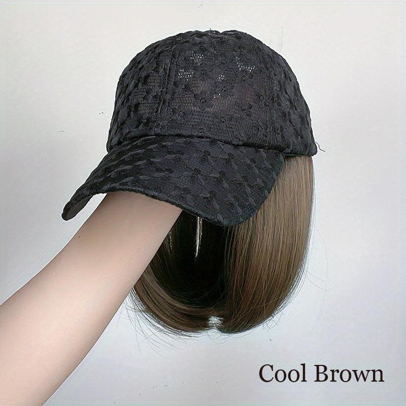 Short Bob Hat Wigs 32 Cm Synthetic Baseball Cap Hair Extensions