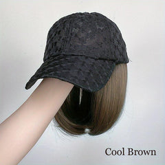 Short Bob Hat Wigs 32 Cm Synthetic Baseball Cap Hair Extensions