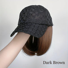 Short Bob Hat Wigs 32 Cm Synthetic Baseball Cap Hair Extensions