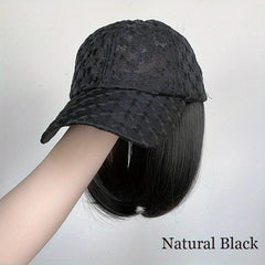 Short Bob Hat Wigs 32 Cm Synthetic Baseball Cap Hair Extensions