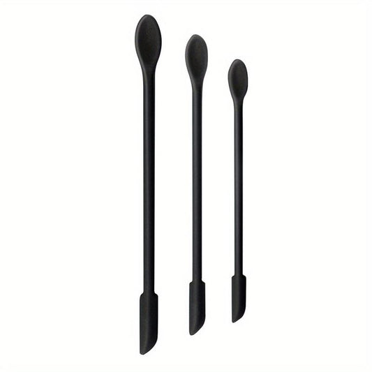 3pcs Multifunctional Makeup Spatulas Set Double Ended Silicone Scraper