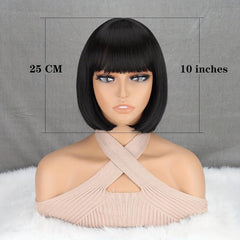 Short Bob Wigs With Bangs Shoulder Length Colorful Synthetic Hair Wigs