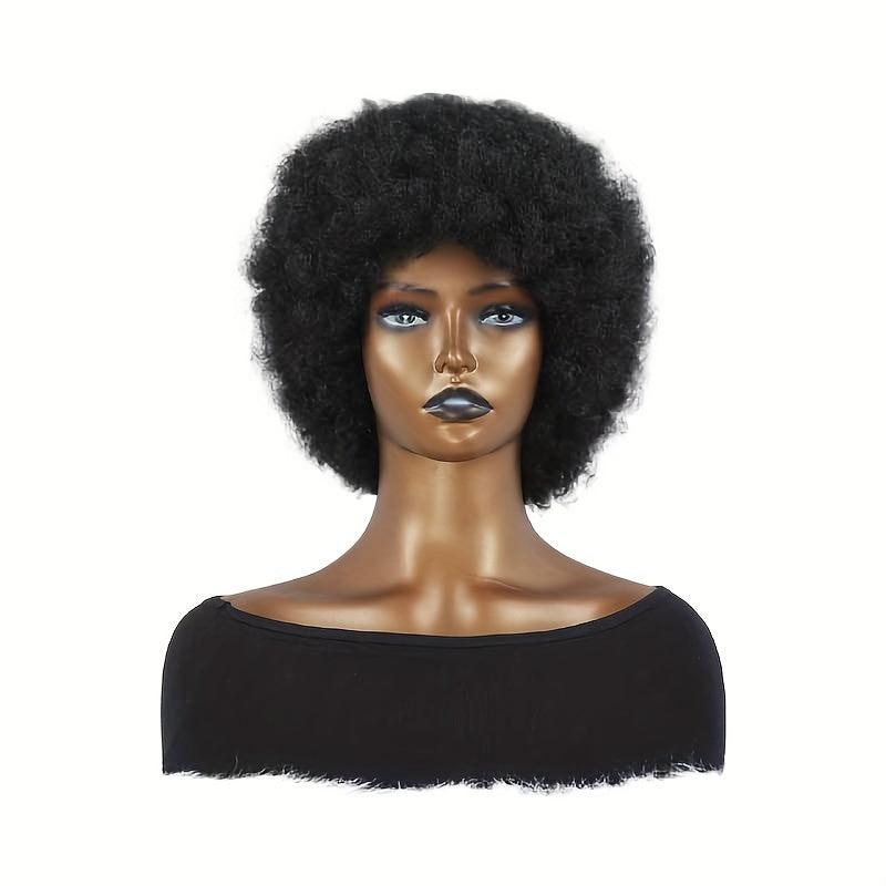 Short Afro Curly Synthetic Hair Wigs Fluffy Hair Replacement Wigs